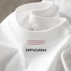 2026 New Eco Friendly Comfortable Pure White Heavy T Shirt Mens Summer Pure Cotton Short Sleeve Unisex Streetwear Fashion