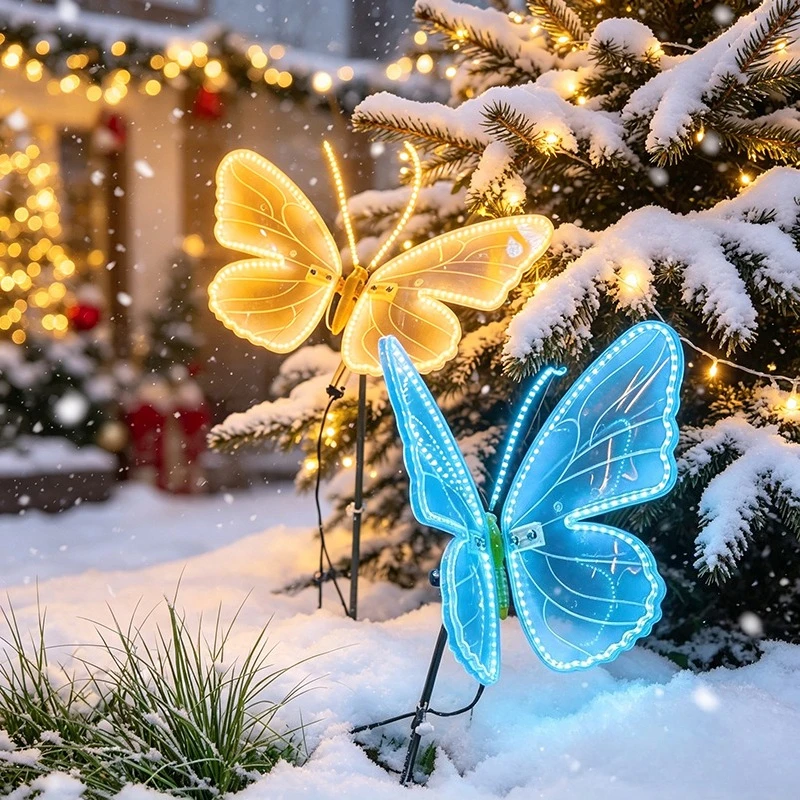 2026 New Releases LED Outdoor Simulation Dynamic 40cm with Stand Butterfly Lights Holiday Party Wedding Home Christmas Decoratio - Image 4