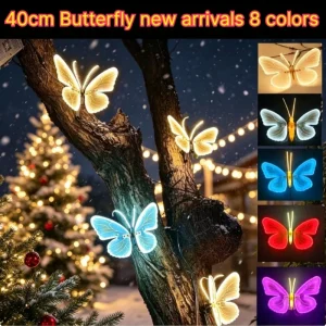 2026 New Releases LED Outdoor Simulation Dynamic 40cm with Stand Butterfly Lights Holiday Party Wedding Home Christmas Decoratio