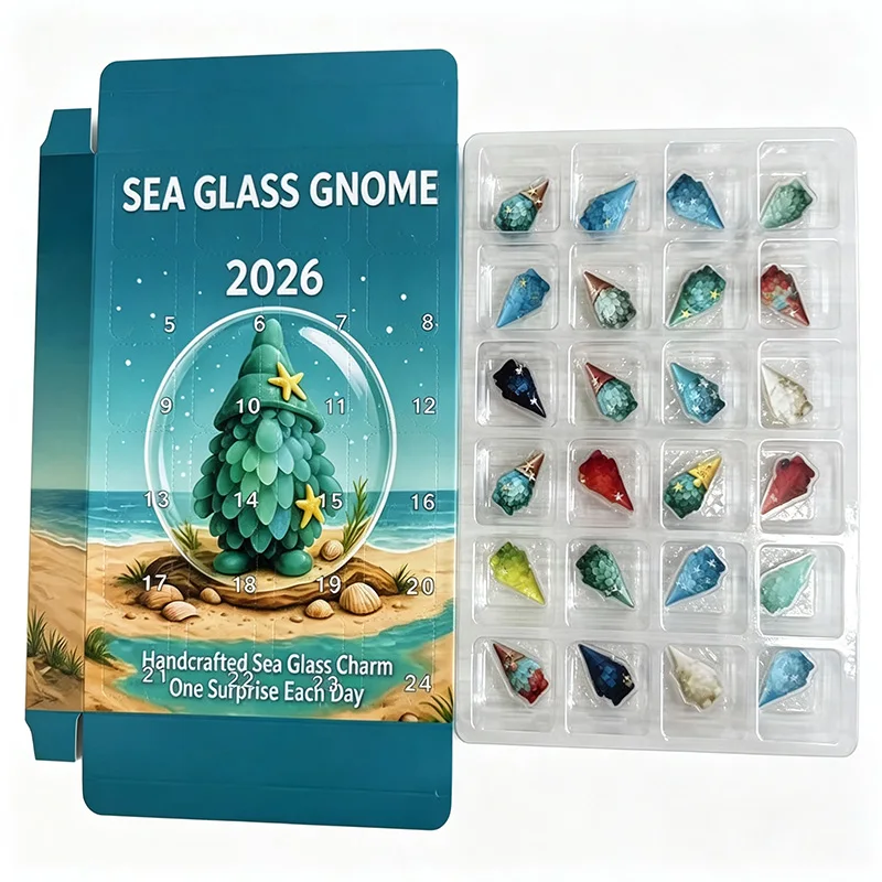 2026 Sea Glass Gnome Advent Calendar 2D Acrylic Pendant Christmas Countdown Calendar Home Decor Gift - Image 4