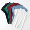 2026 Summer Autumn Causal Tees Women Knitted Turtleneck Sleeveless T-Shirts Solid Slim Pullovers Female Streetwear Basics Tops