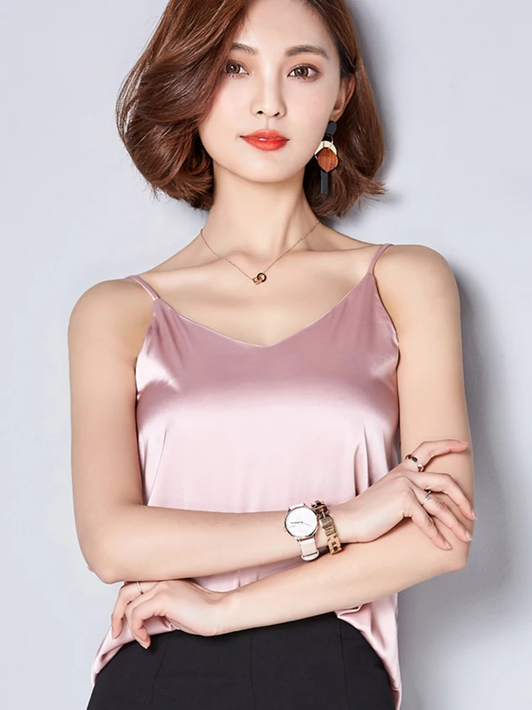2026 Summer Sexy Satin Silk Tank Tops Female Strap Basic Spaghetti Strap Tops Women Sleeveless Camisole Camis Vest Green Red - Image 5