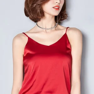 2026 Summer Sexy Satin Silk Tank Tops Female Strap Basic Spaghetti Strap Tops Women Sleeveless Camisole Camis Vest Green Red