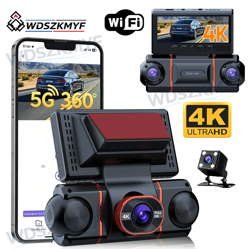 2026 UHD 4K 1080P Car Dash Cam 4CH Car DVR 360° WIFI APP Video Recorder Front Rear View Night Vision Black Box Car Accessory