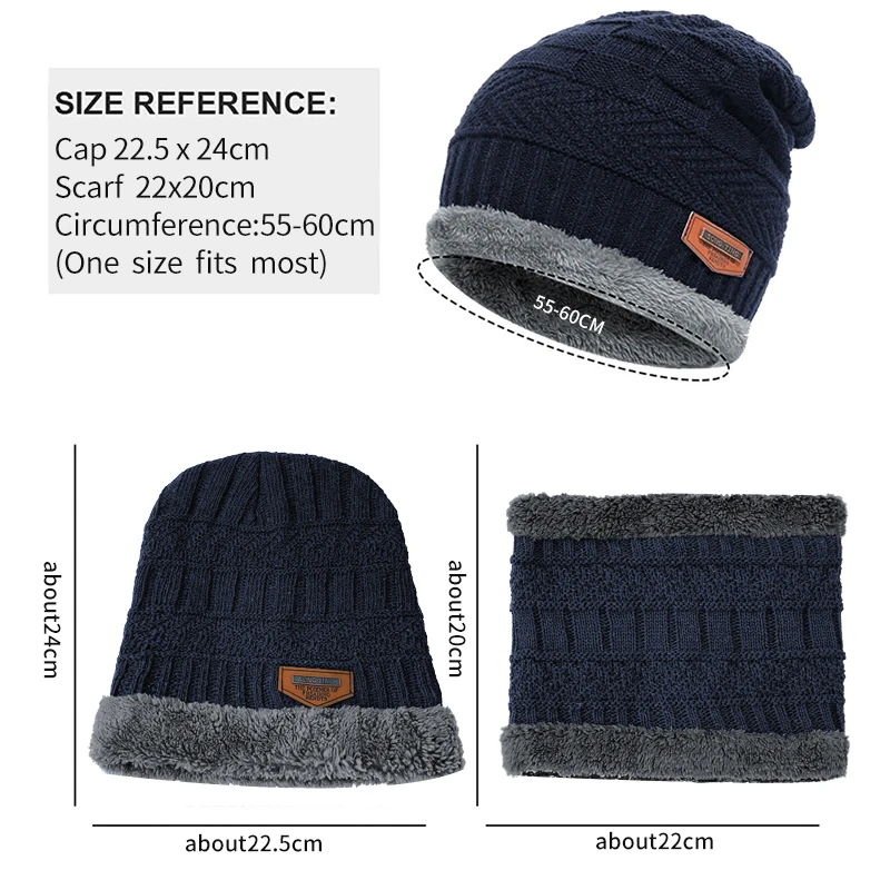 2026 Winter Men Women Thick Beanie Hat Knitted Hat Winter Cap Beanie Female Wool Neck Scarf Cap Balaclava Mask Bonnet Hats Set - Image 3