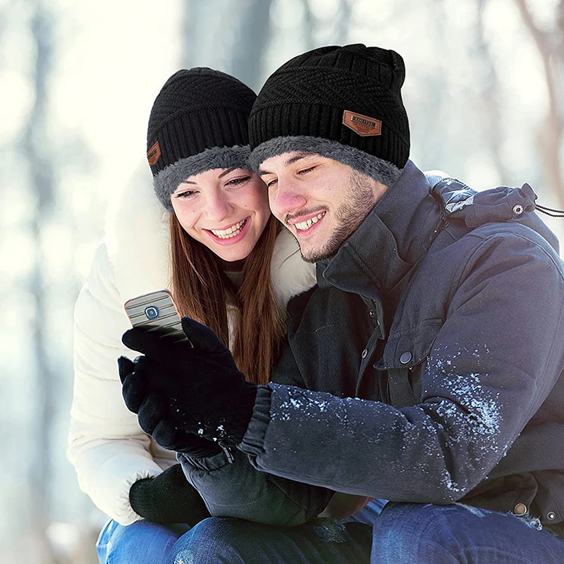 2026 Winter Men Women Thick Beanie Hat Knitted Hat Winter Cap Beanie Female Wool Neck Scarf Cap Balaclava Mask Bonnet Hats Set - Image 5