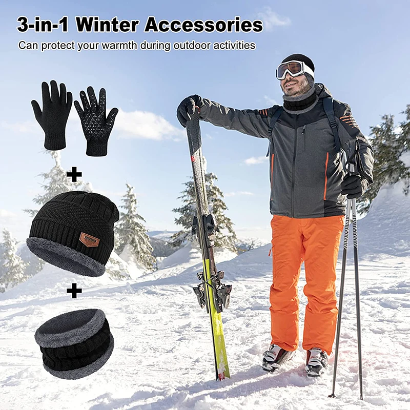 2026 Winter Men Women Thick Beanie Hat Knitted Hat Winter Cap Beanie Female Wool Neck Scarf Cap Balaclava Mask Bonnet Hats Set - Image 6