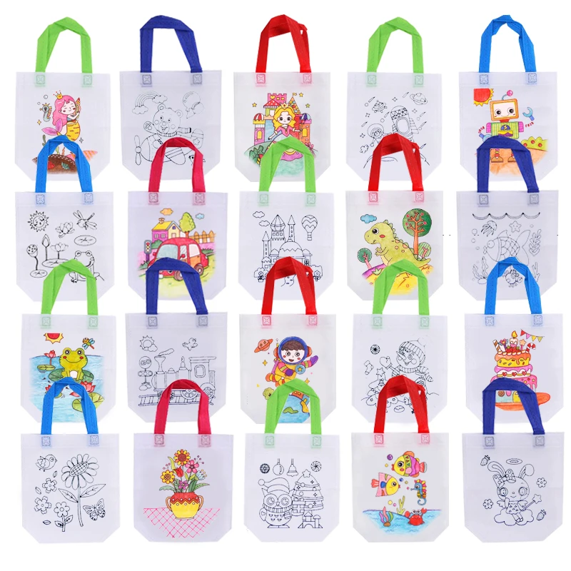 20pcs DIY Graffiti Bag Coloring Markers Handmade Painting Non-Woven Bags for Children Arts Crafts Color Filling Drawing Toy - Image 6