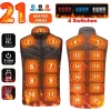 21 Heated Vest Zones Electric Heated Jackets Men Women Sportswear Heated Coat Graphene Heat Coat USB Heating Jacket For Camping