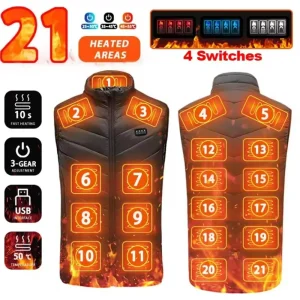 21 Heated Vest Zones Electric Heated Jackets Men Women Sportswear Heated Coat Graphene Heat Coat USB Heating Jacket For Camping
