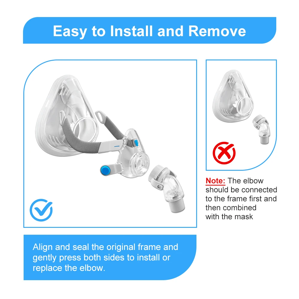 2/1pcs CPAP Replace Elbow Tubing Connector for AirFit F20 F30 Full Face Mask CPAP Mask Mouth and Nasal Mask Tube for Sleep Apnea - Image 3