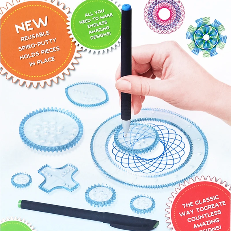 22pcs Spirograph Spiral Art Drawing Kit The Classic Way to Make Countless Amazing Designs For Kids Drawing Rulers Toys Set - Image 6