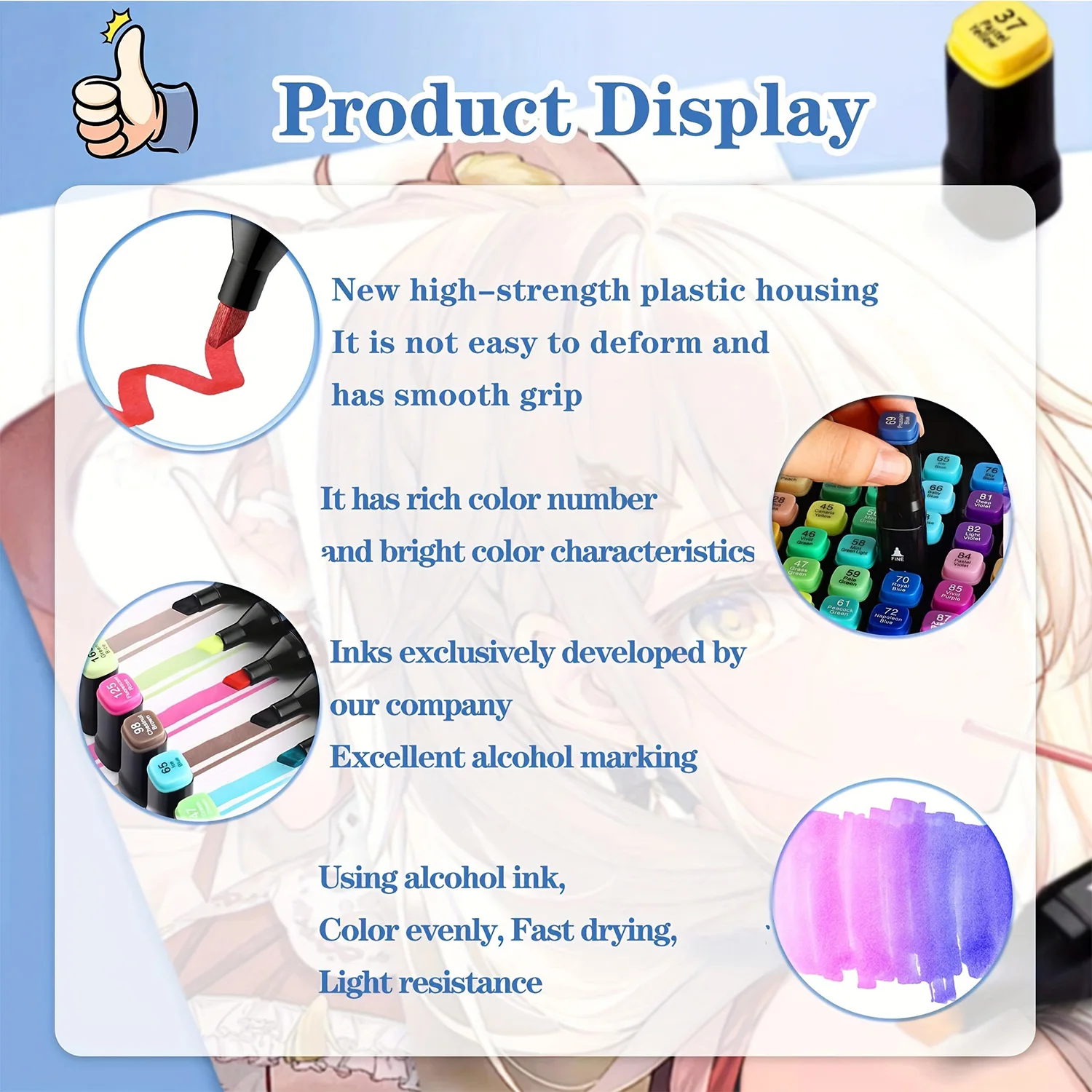 24-262 Colors Alcohol Drawing Markers Dual Tip Permanent Art Sketch Markers for Illustration School Supplied - Image 5