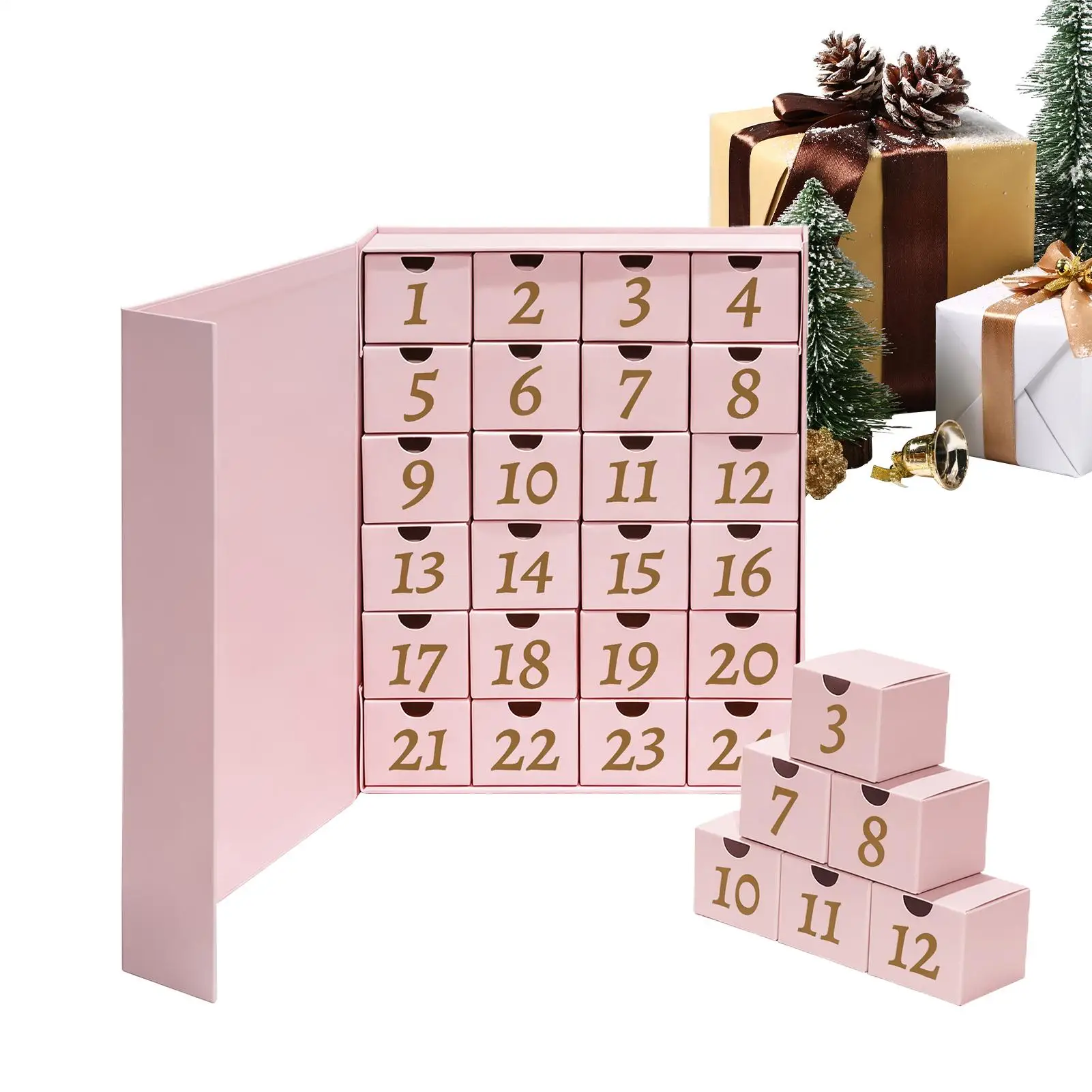 24-slot Christmas Countdown Calendar Box 24 Days DIY Reusable Empty Party Favors Funny Home Decoration Party Props - Image 2