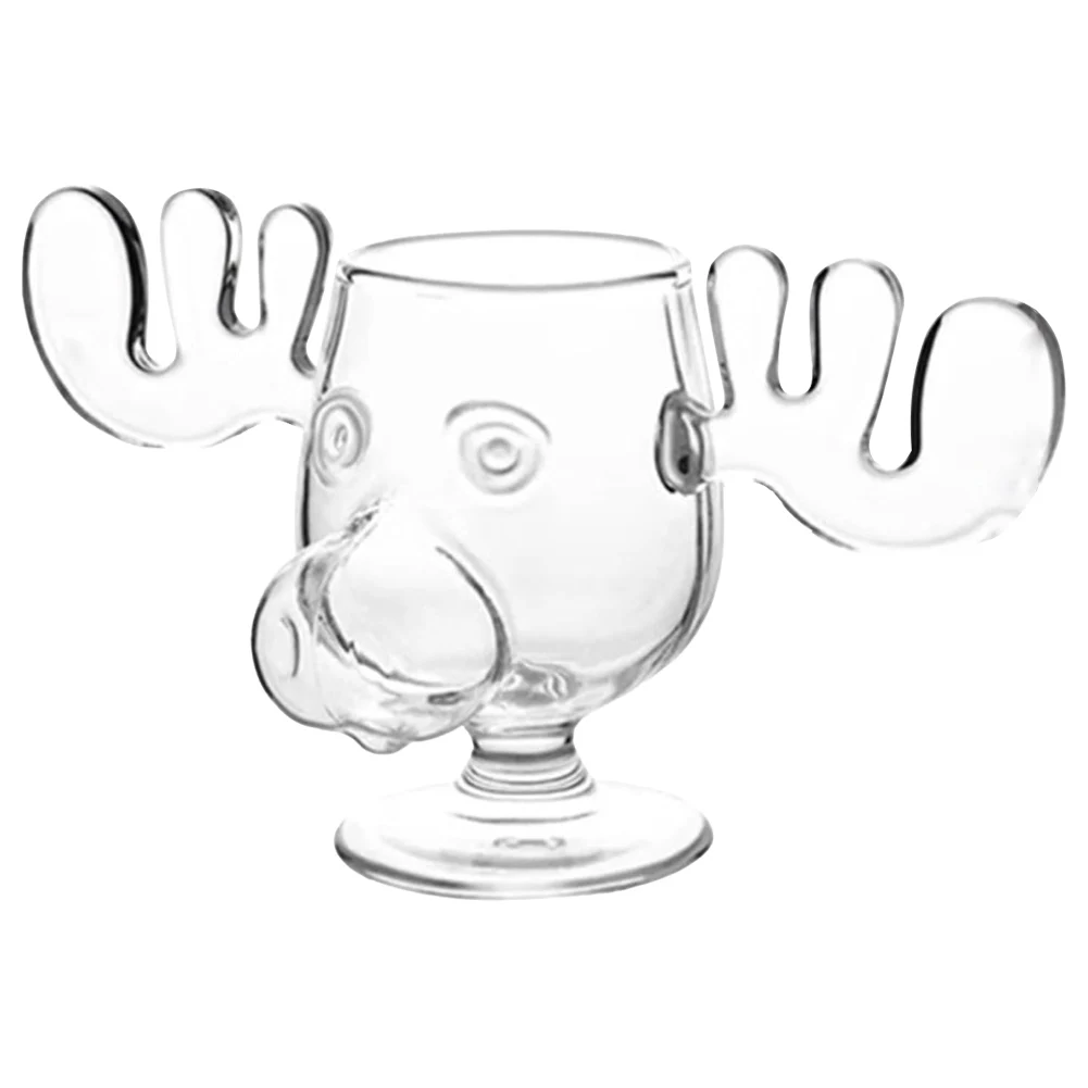 240ml 8oz Christmas Mug Christmas Reindeer Head Creative Elk Glass Milk Glass Wine Beer Water Juice Milk Glass - Image 2