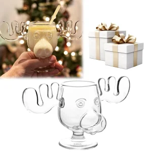 240ml 8oz Christmas Mug Christmas Reindeer Head Creative Elk Glass Milk Glass Wine Beer Water Juice Milk Glass