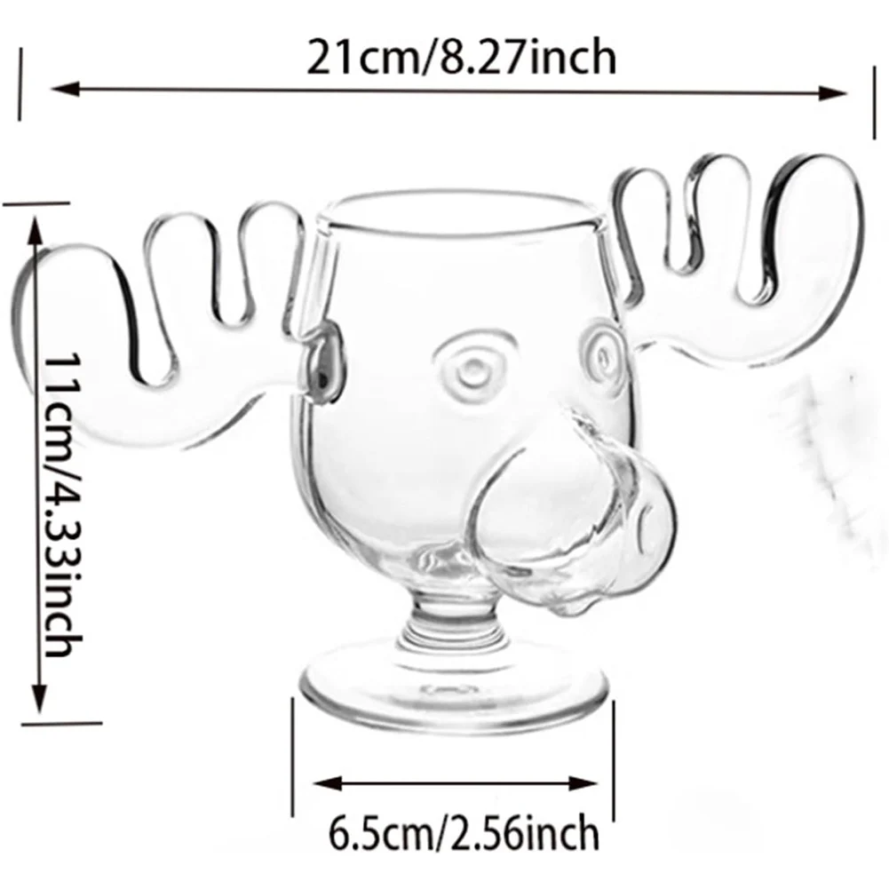 240ml 8oz Christmas Mug Christmas Reindeer Head Creative Elk Glass Milk Glass Wine Beer Water Juice Milk Glass - Image 6