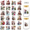 24Pcs/Set Watercolor Christmas Penguin DIY Glass Jars Wrap Stickers Coffee Cups UV DTF Transfers Decor Sticker On Mugs