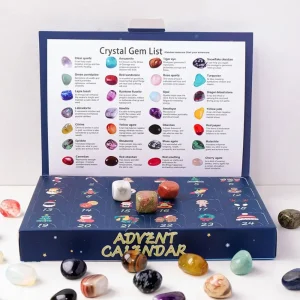 24pcs/Set Colorful Christmas Advent Calendar Blind Box Durable Unique Christmas Countdown Gemstone Crystal Gem Advent Calendar