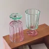 250ml French Style Glass Cup Flower Shaped Wine Glass Cute Boba Tea Drinking Glass Home Bar Drinkware Summer Holiday Gifts