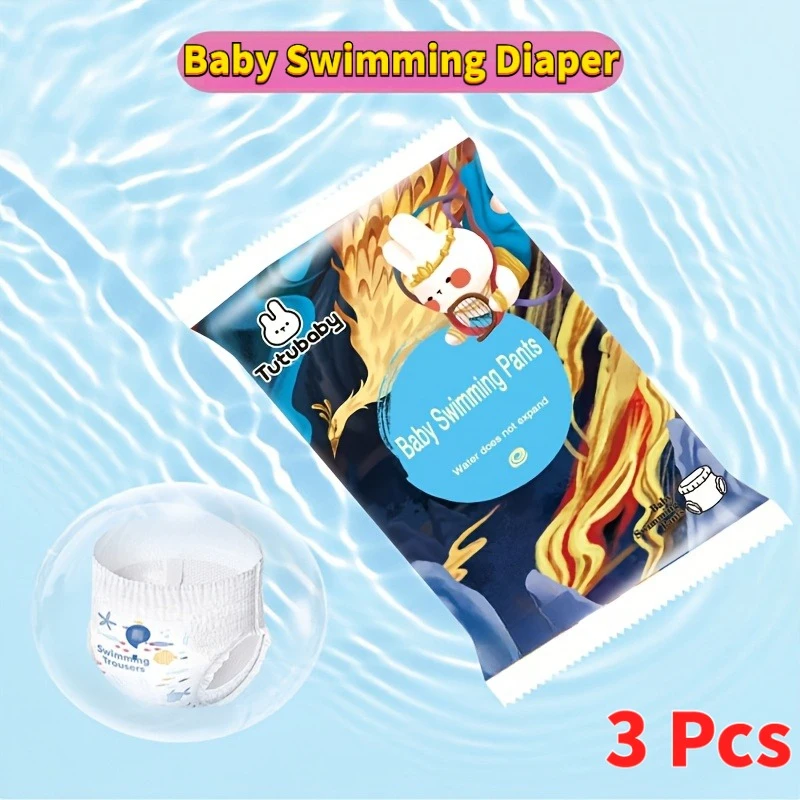 27lbs+ 18kg+ Size XXL/6 3Pcs Diapers Baby Disposable Waterproof Infant Swimming Pants Leak Proof Independent Packaging Hygieni - Image 2