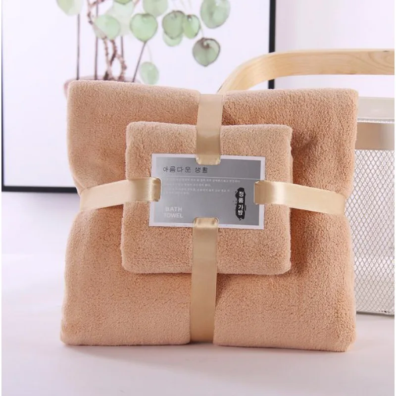 2PC Bath Towels Set Super Soft Highly Absorbent Quick-drying Coral Velvet Bath Towel For Adults Hotel & Spa Use - Image 2