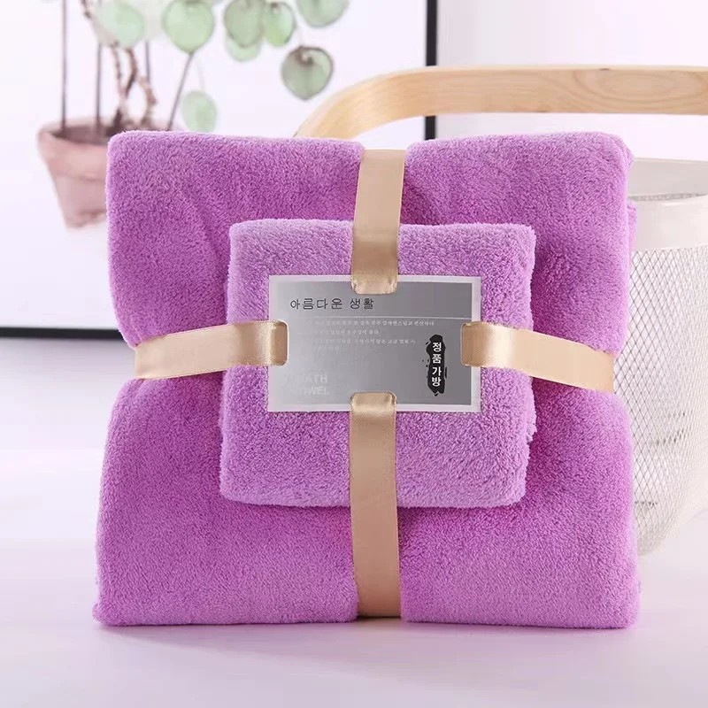 2PC Bath Towels Set Super Soft Highly Absorbent Quick-drying Coral Velvet Bath Towel For Adults Hotel & Spa Use - Image 5