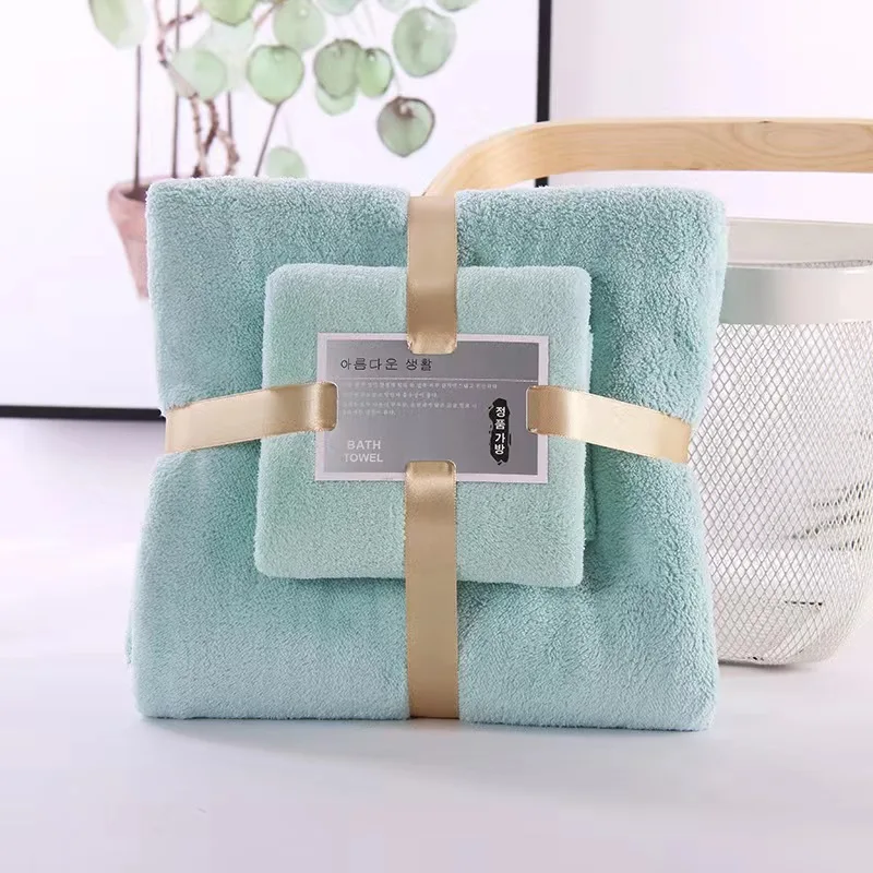 2PC Bath Towels Set Super Soft Highly Absorbent Quick-drying Coral Velvet Bath Towel For Adults Hotel & Spa Use - Image 3
