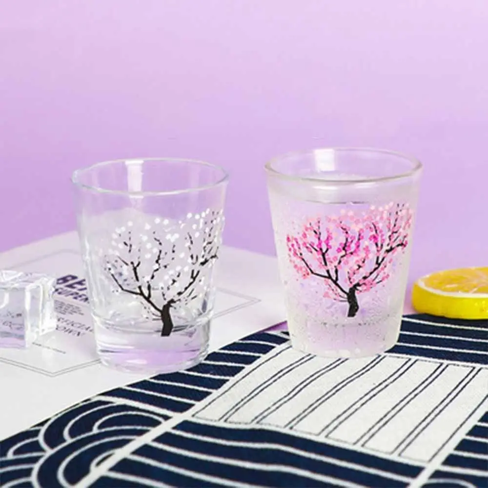 2oz Glass Wine Glass Color Changing Glass Water Cup Sakura Blossom Pattern Color Changing Baijiu Cup - Image 6