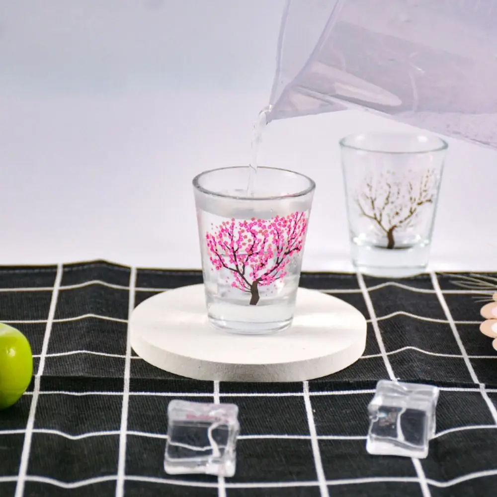 2oz Glass Wine Glass Color Changing Glass Water Cup Sakura Blossom Pattern Color Changing Baijiu Cup - Image 4