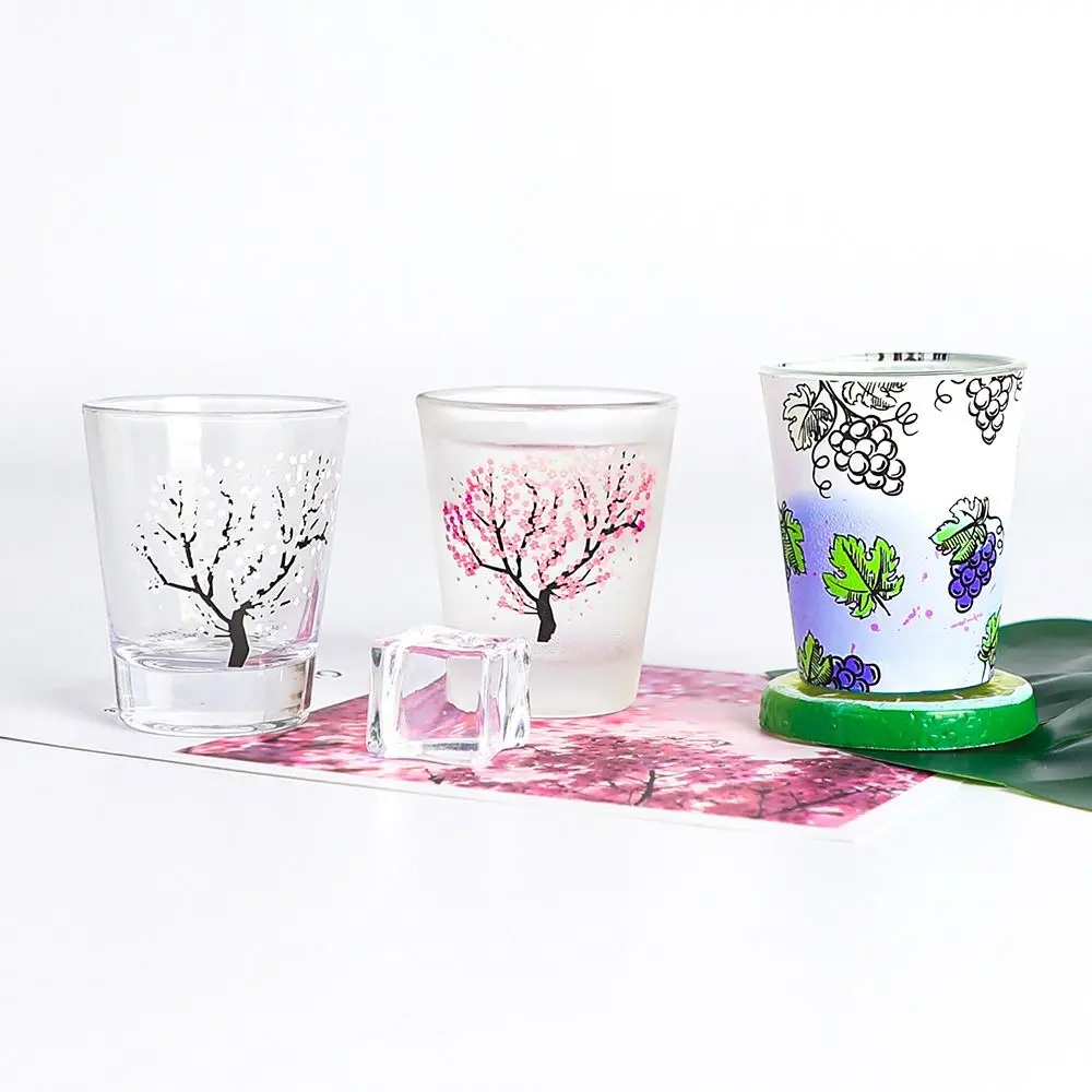 2oz Glass Wine Glass Color Changing Glass Water Cup Sakura Blossom Pattern Color Changing Baijiu Cup - Image 5