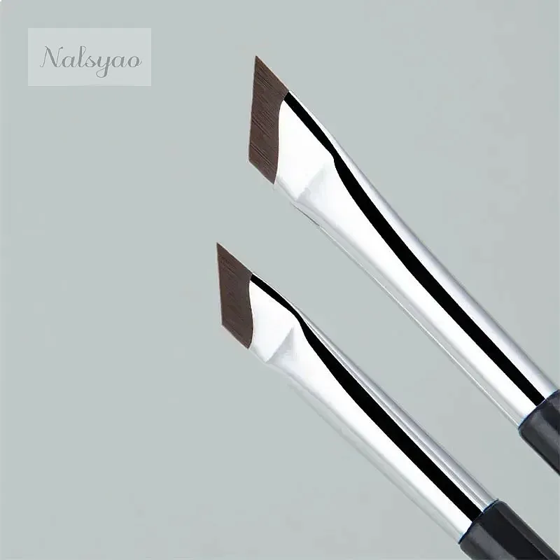 2pcs Angled Blade Eyeliner Brush Ultra Thin Fine Eyebrow Brush Flat Sickle Eyeliner Brushes Precise Makeup Tools - Image 2