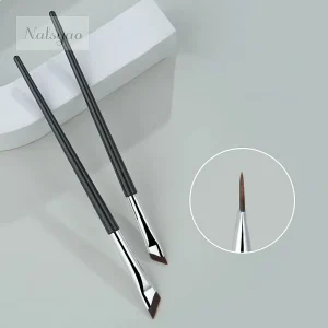 2pcs Angled Blade Eyeliner Brush Ultra Thin Fine Eyebrow Brush Flat Sickle Eyeliner Brushes Precise Makeup Tools