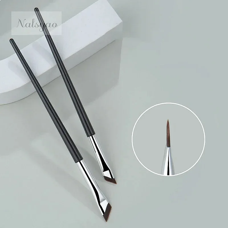 2pcs Angled Blade Eyeliner Brush Ultra Thin Fine Eyebrow Brush Flat Sickle Eyeliner Brushes Precise Makeup Tools