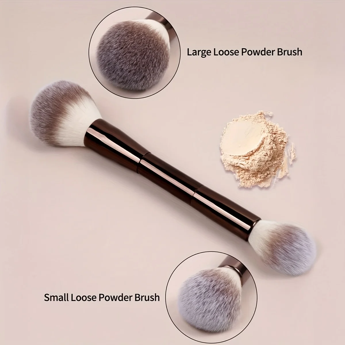 2pcs Professional Double-Ended Face Makeup Brush Set with Tip Powder & Blush Applicator - Soft Nylon Bristles Suitable for Skin - Image 5