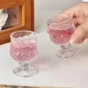 2pcs Vintage Embossed Wine Glass,Diamond Painting Glass Cups,Style Creative Mini Brandy Snifters Set For Candlelit Dinner Decor