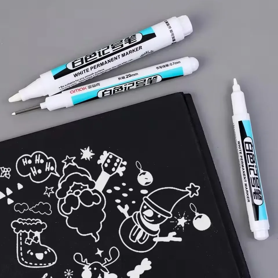 3-1PCS White Marker Pens Oily Waterproof Permanent Paint Markers Gel Pencil Tire Notebook Glass Painting Pen 0.7mm 1mm 2.5mm - Image 3