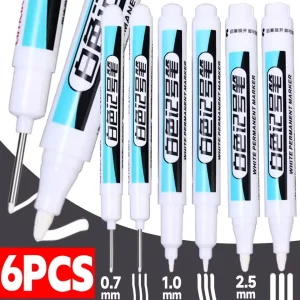 3-1PCS White Marker Pens Oily Waterproof Permanent Paint Markers Gel Pencil Tire Notebook Glass Painting Pen 0.7mm 1mm 2.5mm