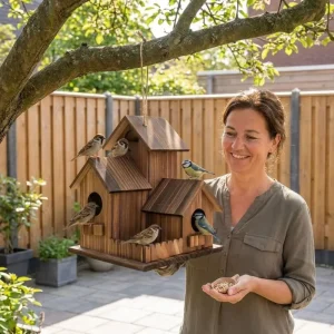 3 Chambers Wooden Bird House Incubation Box Thickened Bird Breeding Box Weather Resistant Handmade Bird Villa Nest Yard