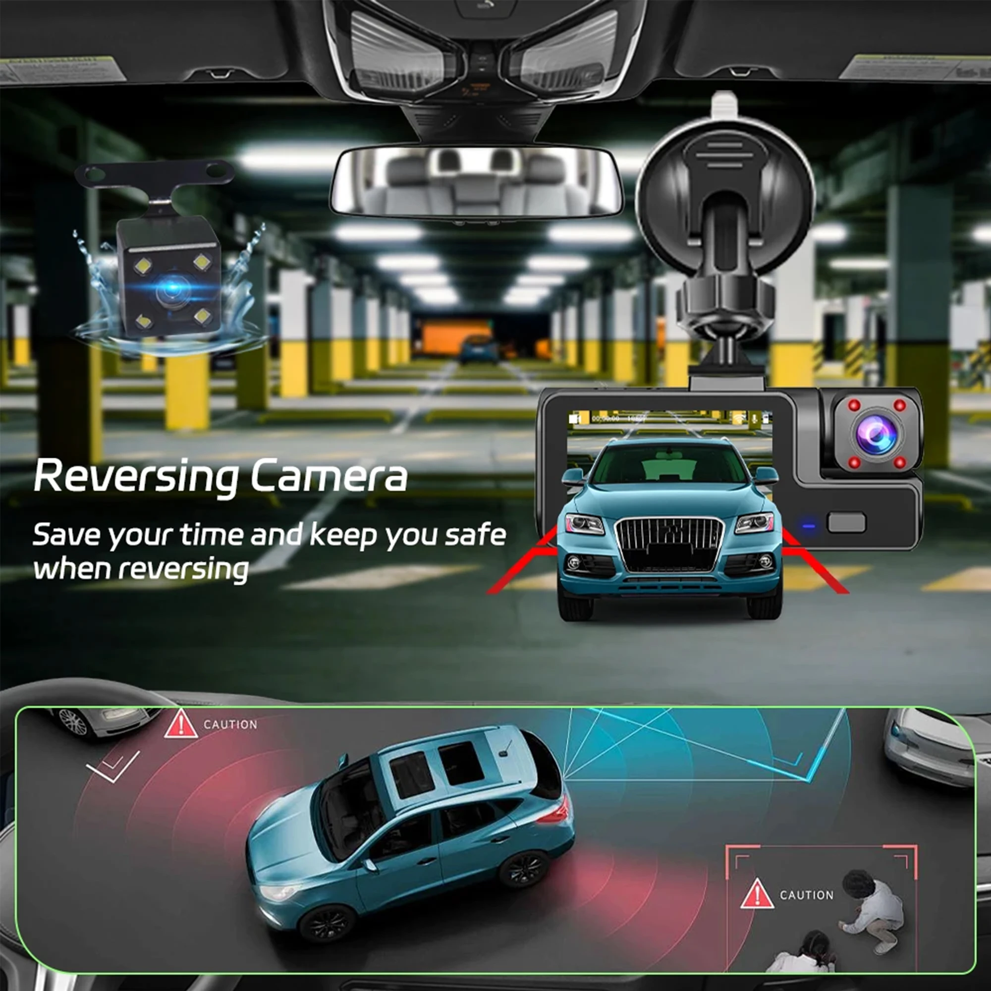 3 Channel Dash Cam 3" IPS Screen 1080P Driving Recorder G-sensor HD Night Vision Wide-angle Car DVR Accessories - Image 5