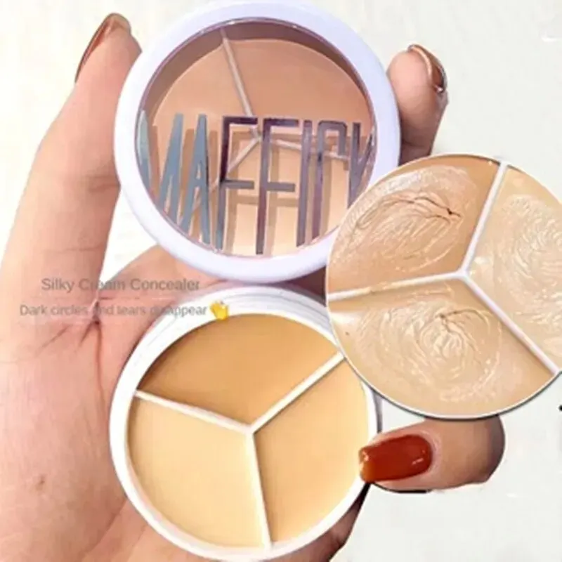 3-Color Concealer Palette Professionally Covers Dark Circles Around Eyes and Face - Image 5