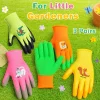 3 Pairs Kids' Gloves Latex Gloves in Various Colors and Cute Patterns for Outdoor Gardening Activities