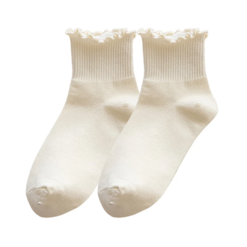 3 Pairs/Lot Cute Socks For Women New Japanese Style Breathable Girls Short Socks Kawaii Solid Socks Frilly Ruffle Socks Casual - Image 6