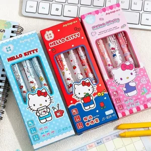 3 Pcs/Set Sanrio Erasable Gel Pen Hello Kitty Kuromi Cinnamoroll 0.5mm Black Ink School Office Supplies Stationery Gifts