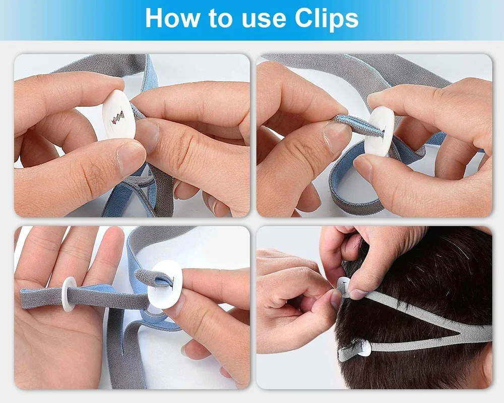 3 Replacement Headgear for Resmed Airfit P10 Nasal Pillow CPAP Mask Straps Included 3 Straps and 6 Adjustment Clips - Image 3
