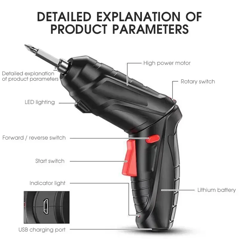 3.6v Power Tools Set Household Maintenance Repair Built-inLithium Battery Mini Household Electric Drill Cordless Screwdriver Col - Image 5