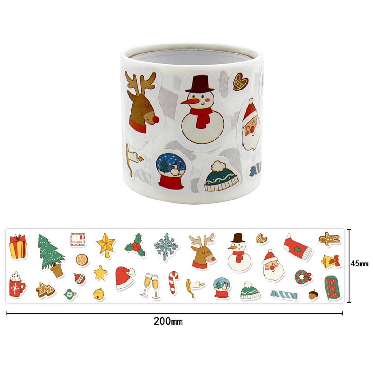 300pcs/roll Cartoon Christmas Theme Gift Tag Sticker Holiday Birthday Party Gift Decoration Praise Sticker Reward Stickers Label - Image 2