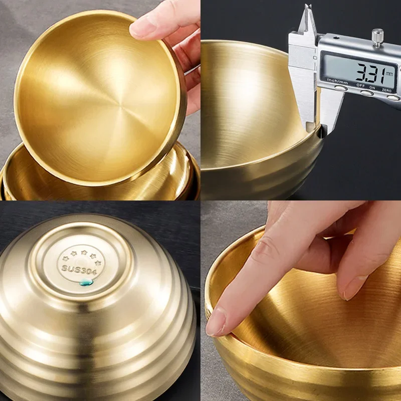 304 Stainless Steel Threaded Rice Bowl Dough Round Soup Double Layer Insulated Ramen Bowls Home Tableware Kitchen Accessories - Image 6