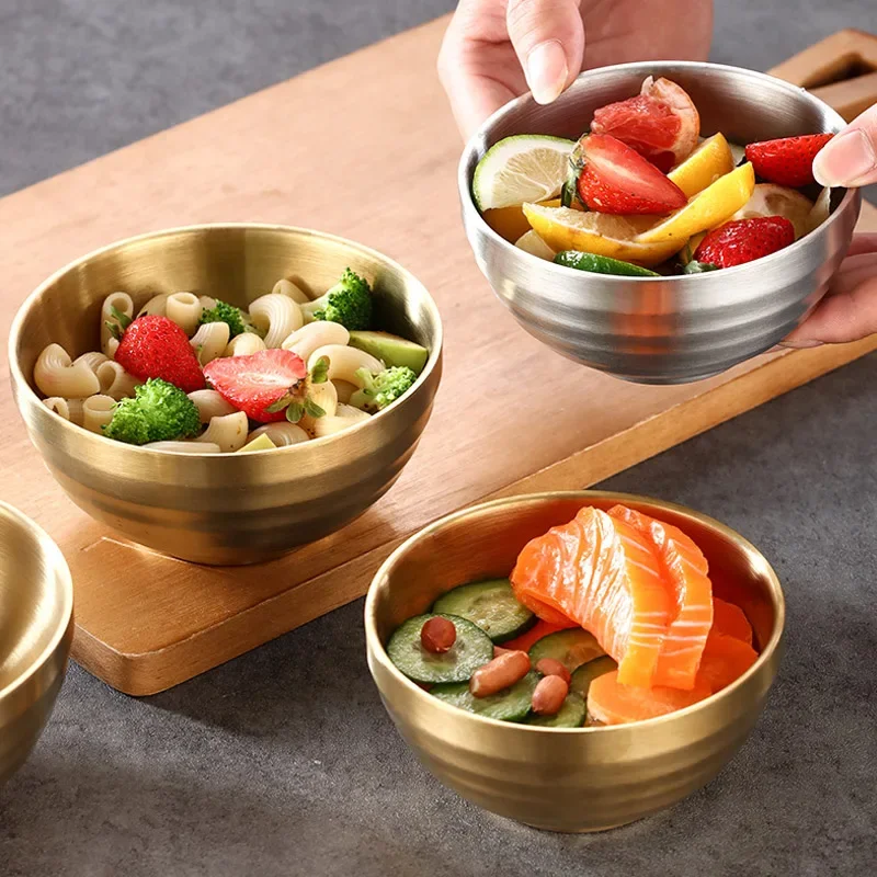 304 Stainless Steel Threaded Rice Bowl Dough Round Soup Double Layer Insulated Ramen Bowls Home Tableware Kitchen Accessories - Image 4