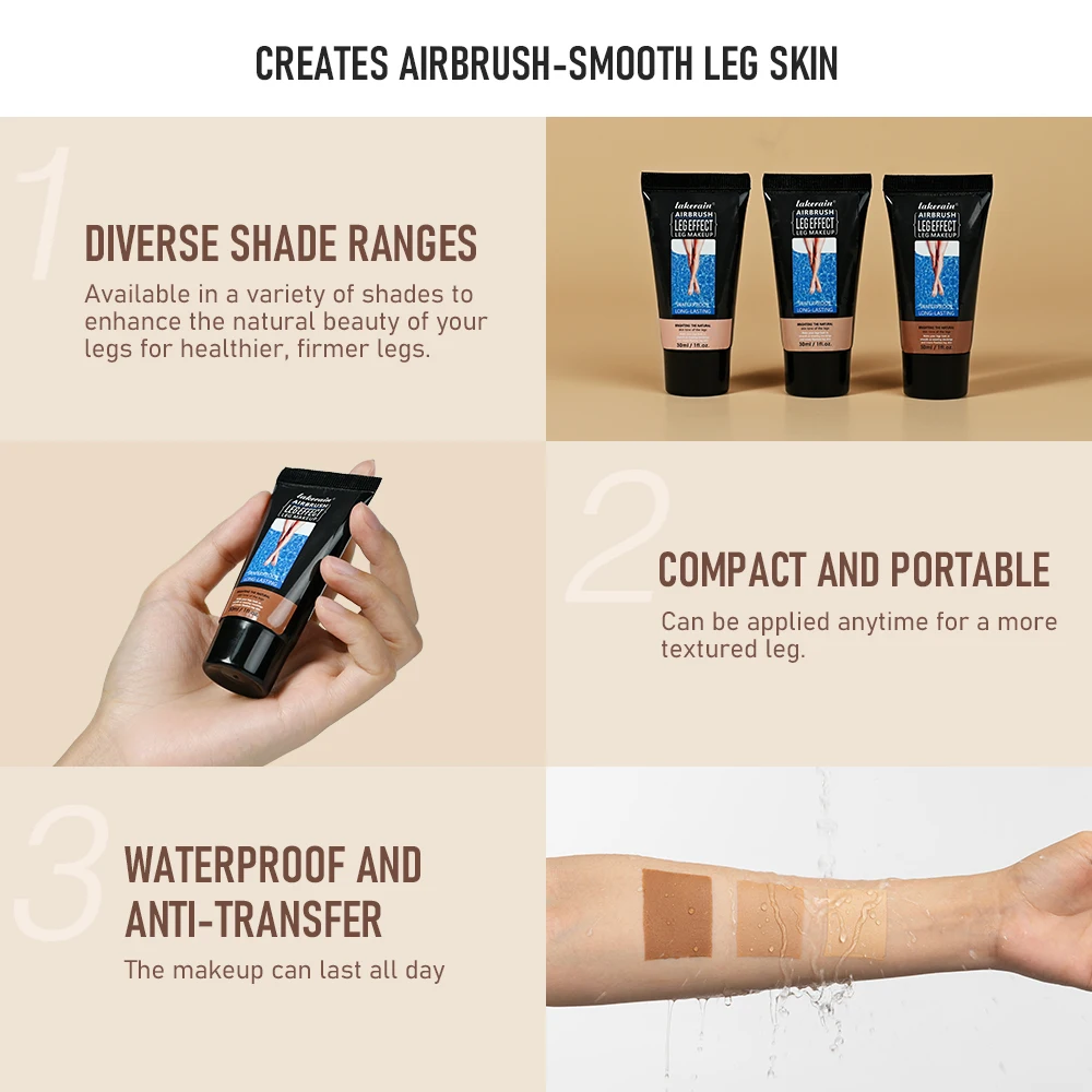 30g Leg Foundation Blemish Cover Makeup Moisturizing Body Foundation Fake Lotion Even Skin Skin Tanning Tone Care Tan Cream Body - Image 3
